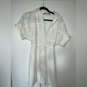 Zara white button up collared dress size S